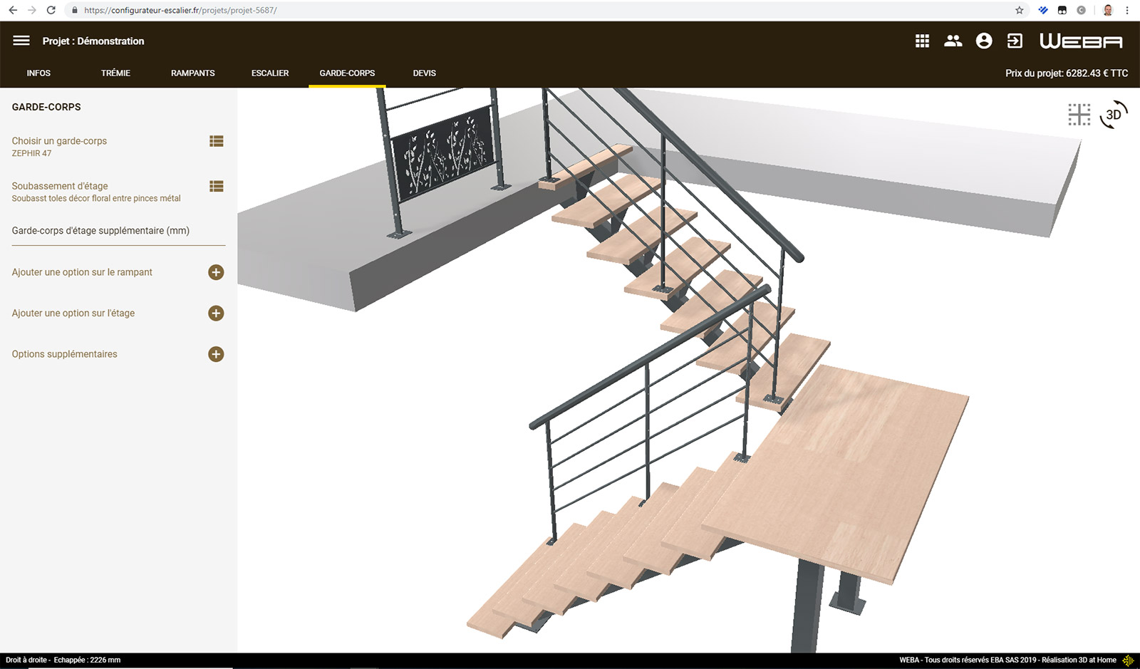 Configurateur 3D d’escalier WEBA