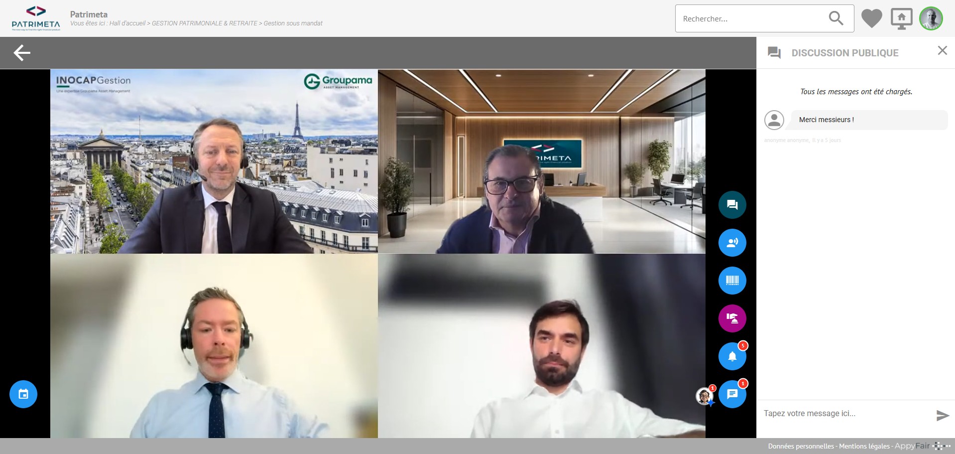 conférence sur la plateforme patrimeta dédiée aux conseillers en gestion de patrimoine
